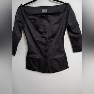 Chic Black Button-Up Women's Blouse